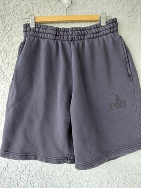 Peso Charcoal Gray Fleece Sweat Shorts Size Small Drawstring Lounge Streetwear